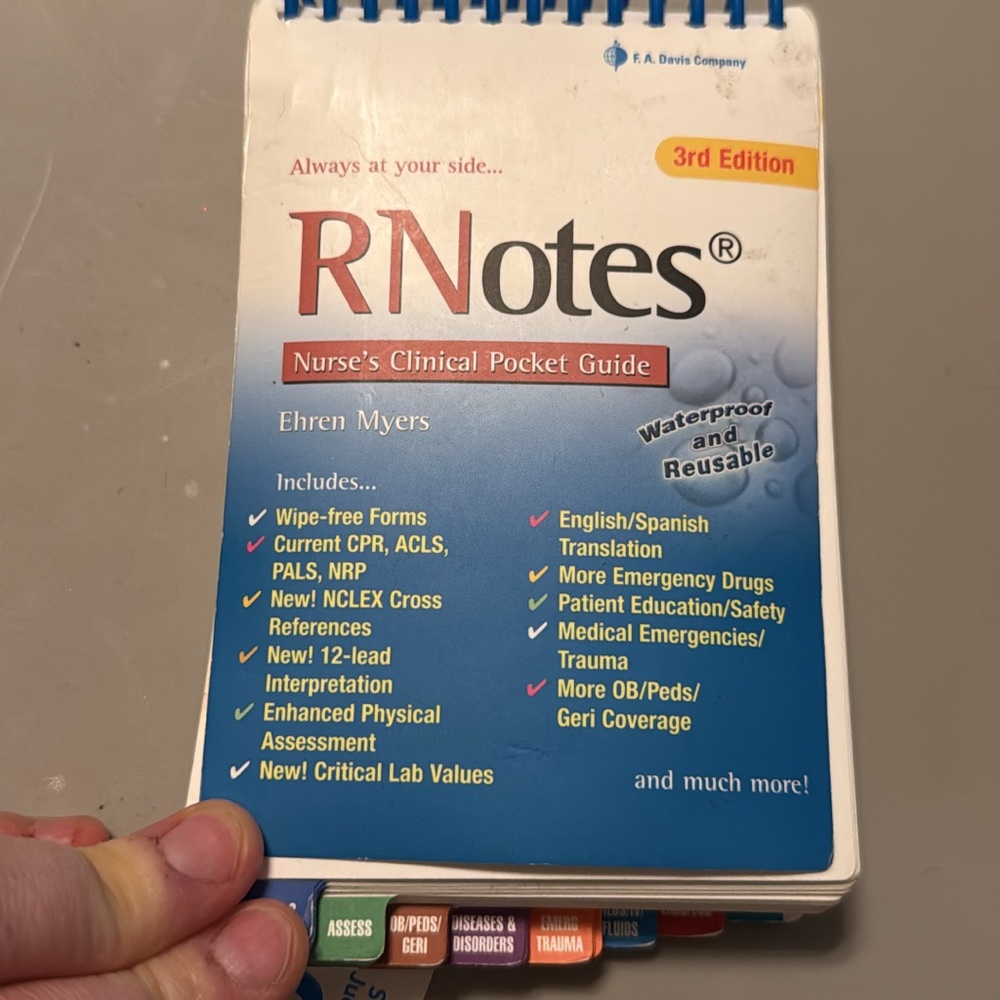 RN Notes Nurse's Clinical Pocket Guide - Blue/White 3rd edition